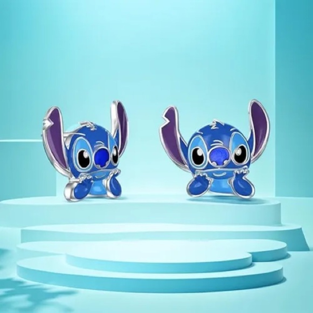 Disney Stitch Earrings in Silver and Blue